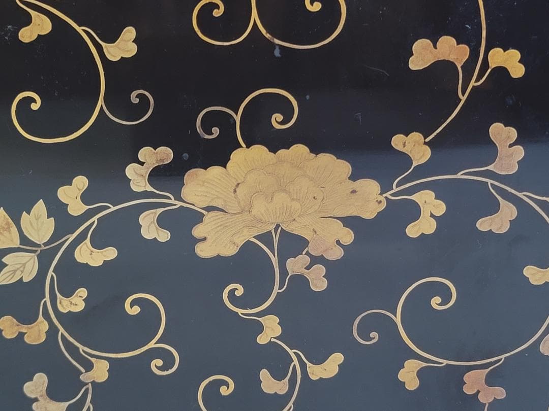 古美術 纏枝蓮花紋 蒔絵 鏡台 化粧箱付 時代物 DT426