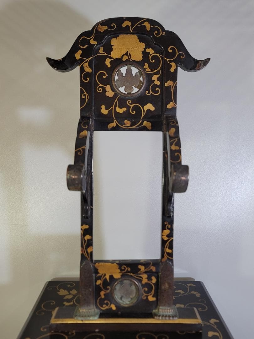 古美術 纏枝蓮花紋 蒔絵 鏡台 化粧箱付 時代物 DT426