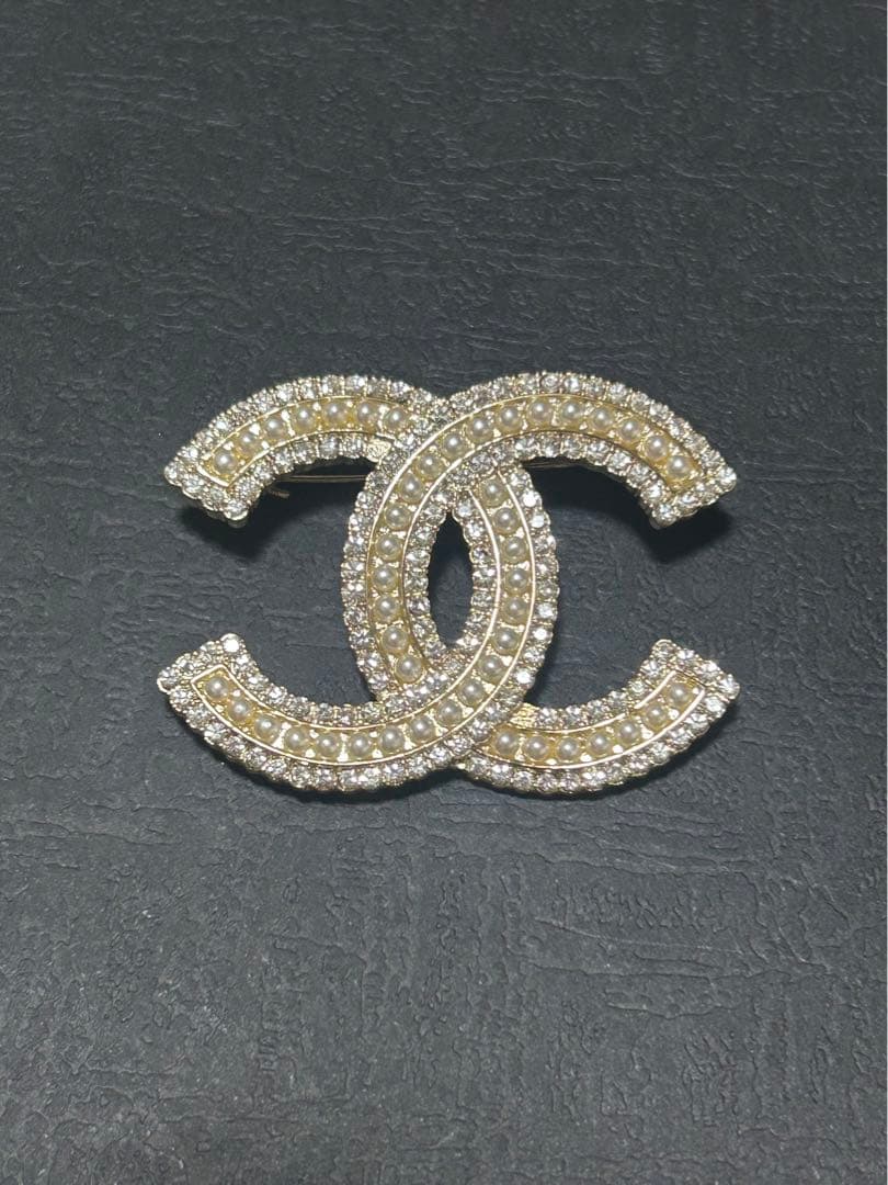 美品 CHANEL シャネル ココマーク ラインストーン パール ゴールド