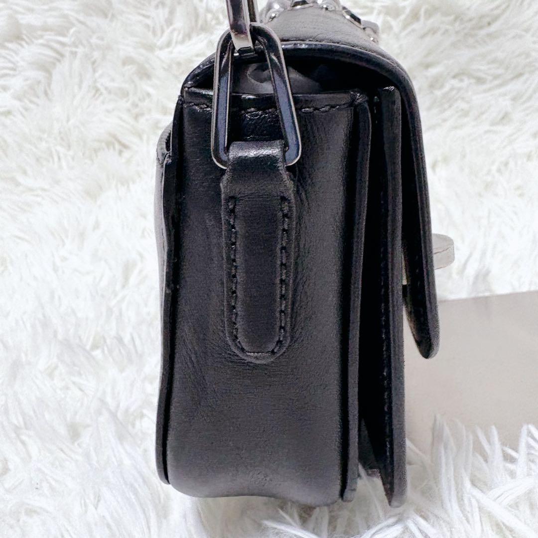 ミュウミュウ ショルダーバッグ チェーン スタッズ シルバー金具 レザー 黒