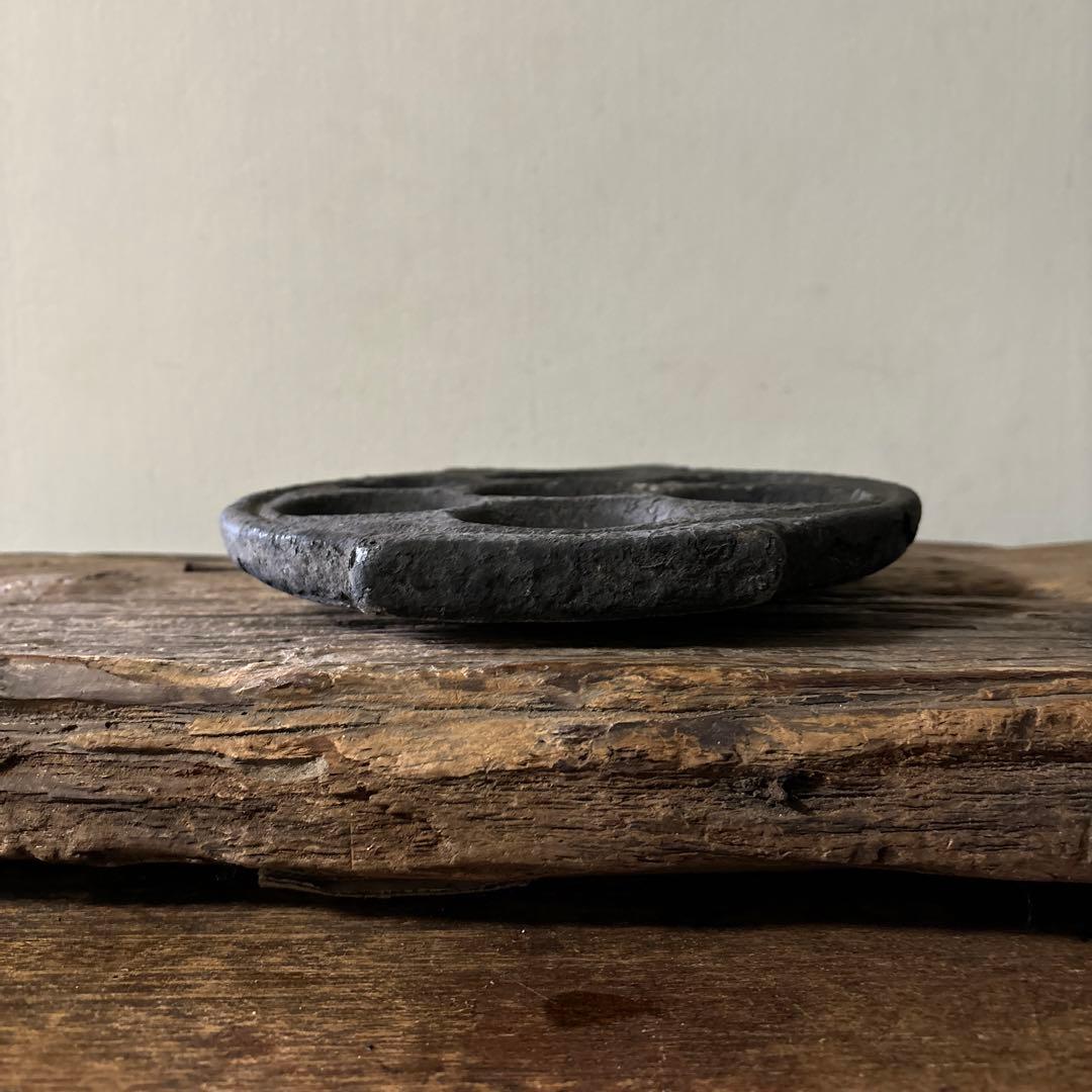 アンティーク　インドイドゥリプレート　石皿　骨董　検;李朝.古道具坂田