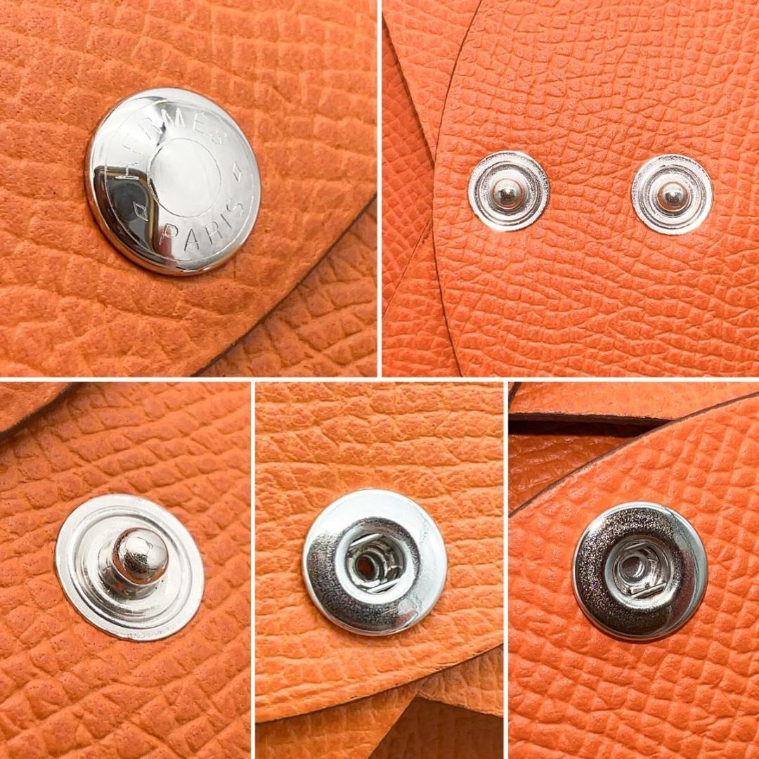 SALE【新品同様】エルメス ヴォーエプソン カルヴィ デュオ オレンジ U刻印