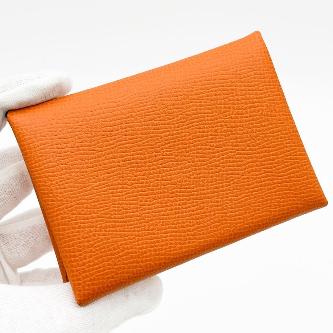 SALE【新品同様】エルメス ヴォーエプソン カルヴィ デュオ オレンジ U刻印