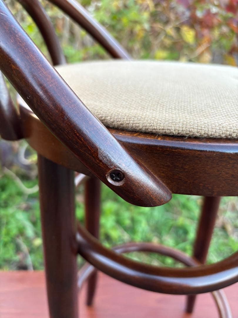 秋田木工　曲木カウンターチェア　ダークブラウン 木製スツールアーチ型背もたれ②