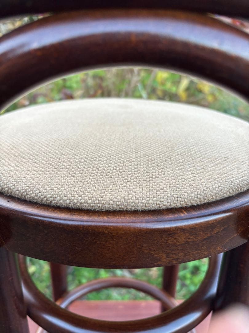 秋田木工　曲木カウンターチェア　ダークブラウン 木製スツールアーチ型背もたれ②