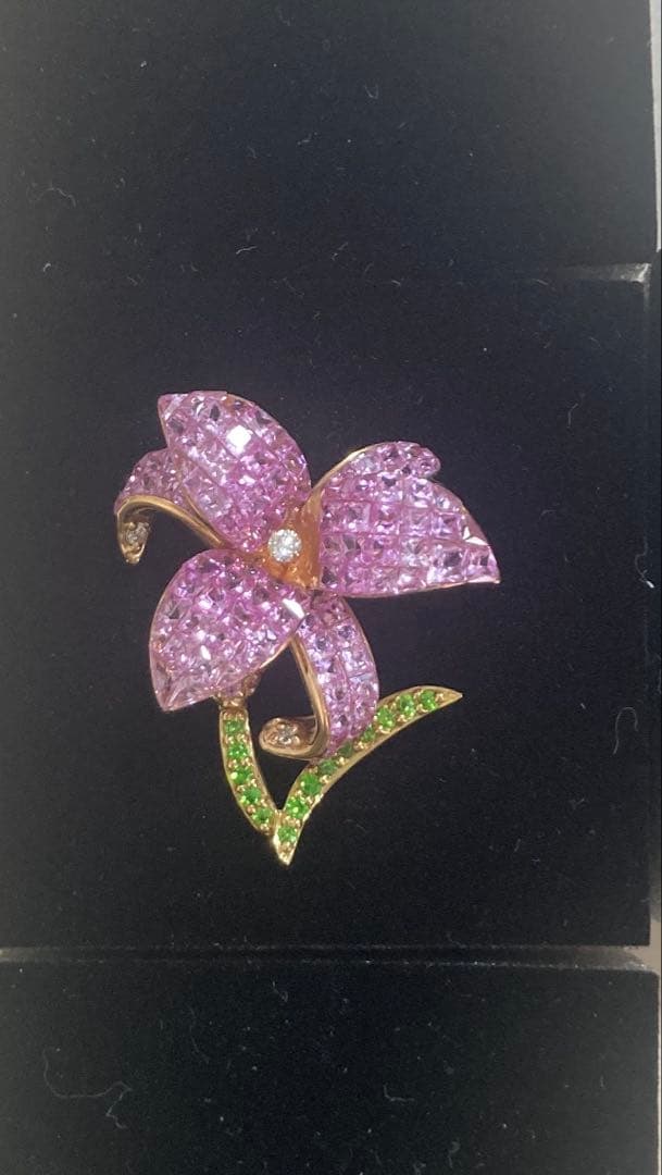 GSTV K18 ピンクサファイア　ミステリーセッティング　ペンダントトップ