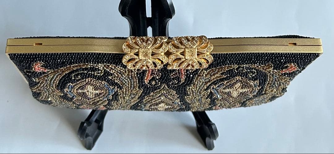 柏ビーズ フォーマルバッグ ビーズバッグ 刺繍　和装バッグ 冠婚葬祭 総ビーズ