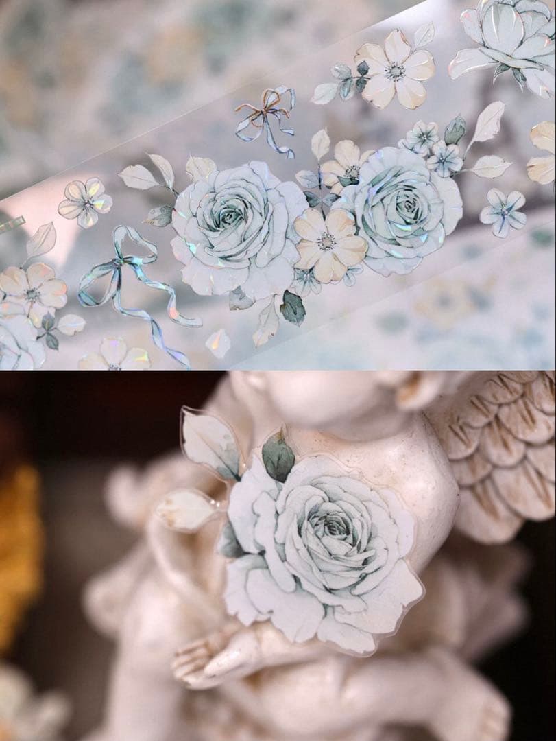 贝壳光 5.5cm×6m 晴空 海外マスキングテープ 海外マステ　花