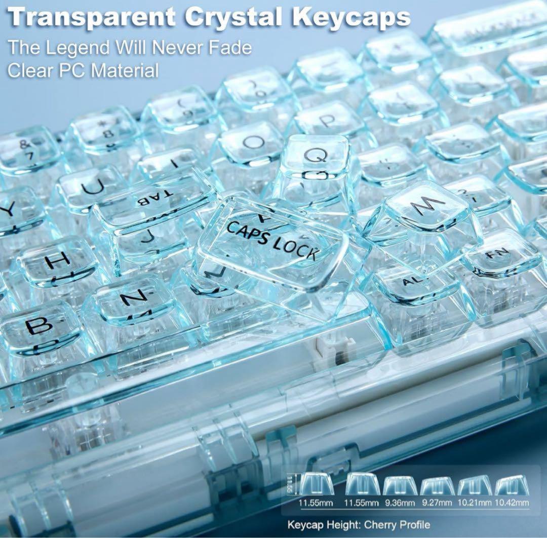 YUNZII X71 メカニカルゲーミングキーボード 透明キーキャップ