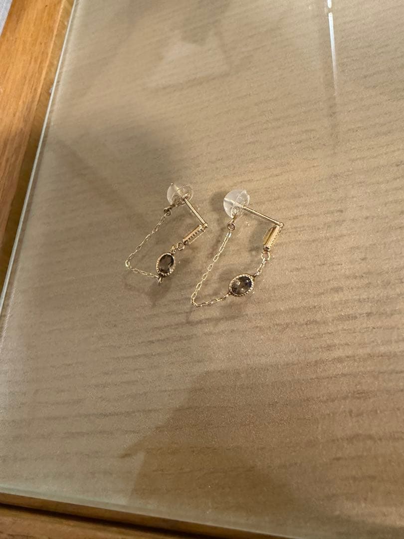 【新品】キュイキュイcuicuiシトリンスモーキークォーツ ピアス K10YG