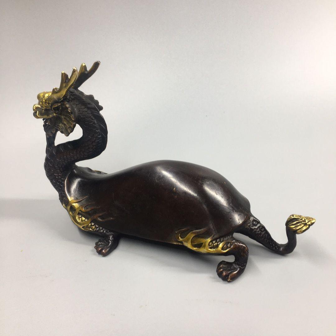 銅製 神獣竜亀 鎮宅 辟邪 開運 風水 招財 置物 工芸品