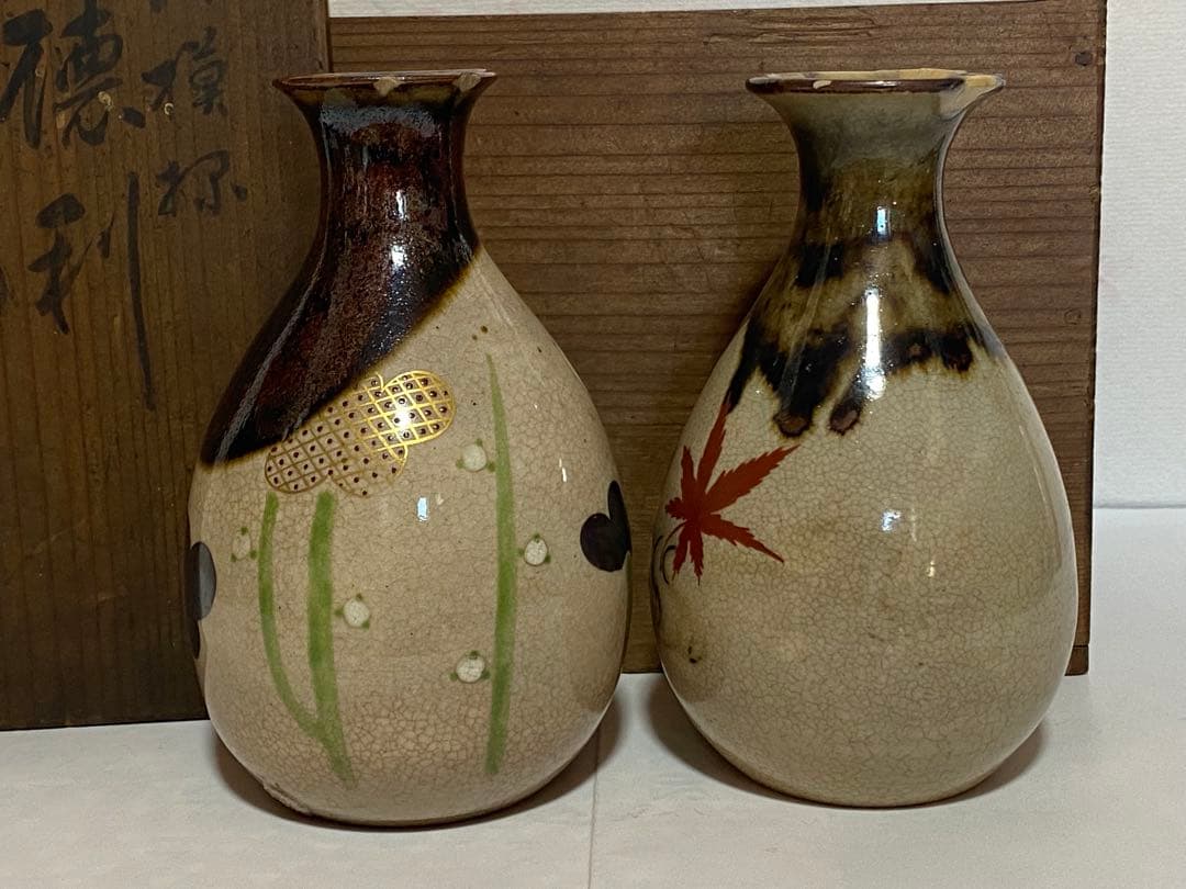 ♦永楽善五郎 光琳模様 徳利一対 共箱 江戸天保年間〜明治時代 京焼