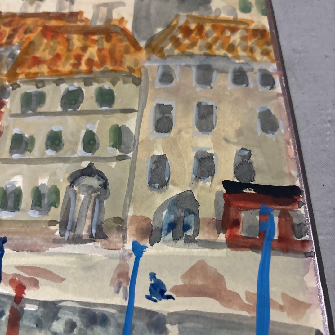 洋画家　青木四郎　ムラノ漁村　ベニス　直筆肉筆作品