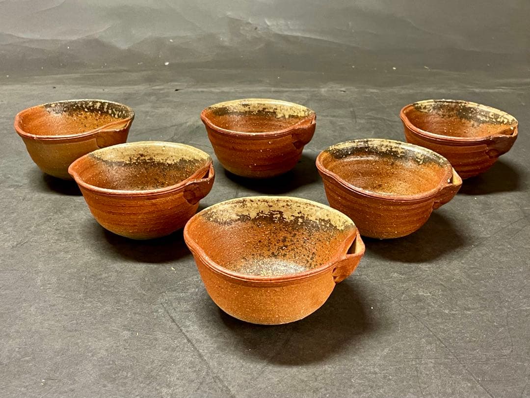 割引❗️「母」 信楽 片口 向付 6客 「三代目 高橋楽斎」 （1205C）