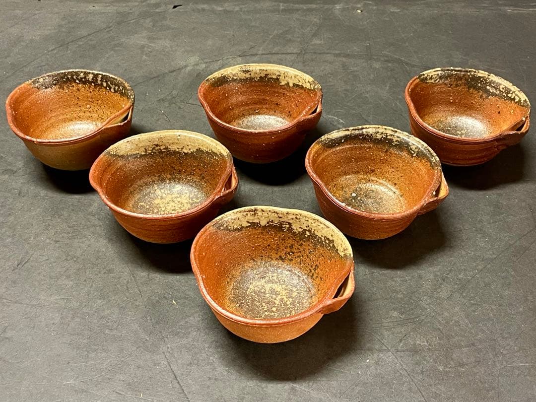 割引❗️「母」 信楽 片口 向付 6客 「三代目 高橋楽斎」 （1205C）