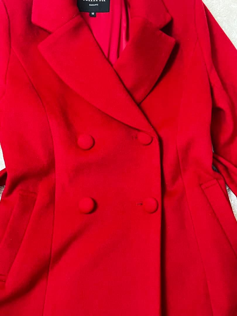 エミリアウィズ　チェスターコート　ウール　ベルト　赤　レッド　ロング　秋冬