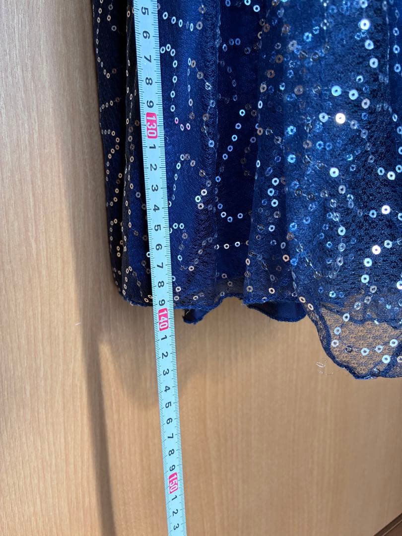 ネイビーブルー スリーブレス ロングドレス