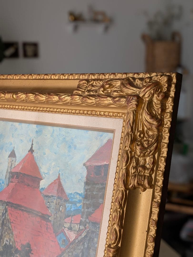 絵画　木製額縁　ゴールド　装飾額縁　油彩　アンティーク　レトロ　フレーム　額