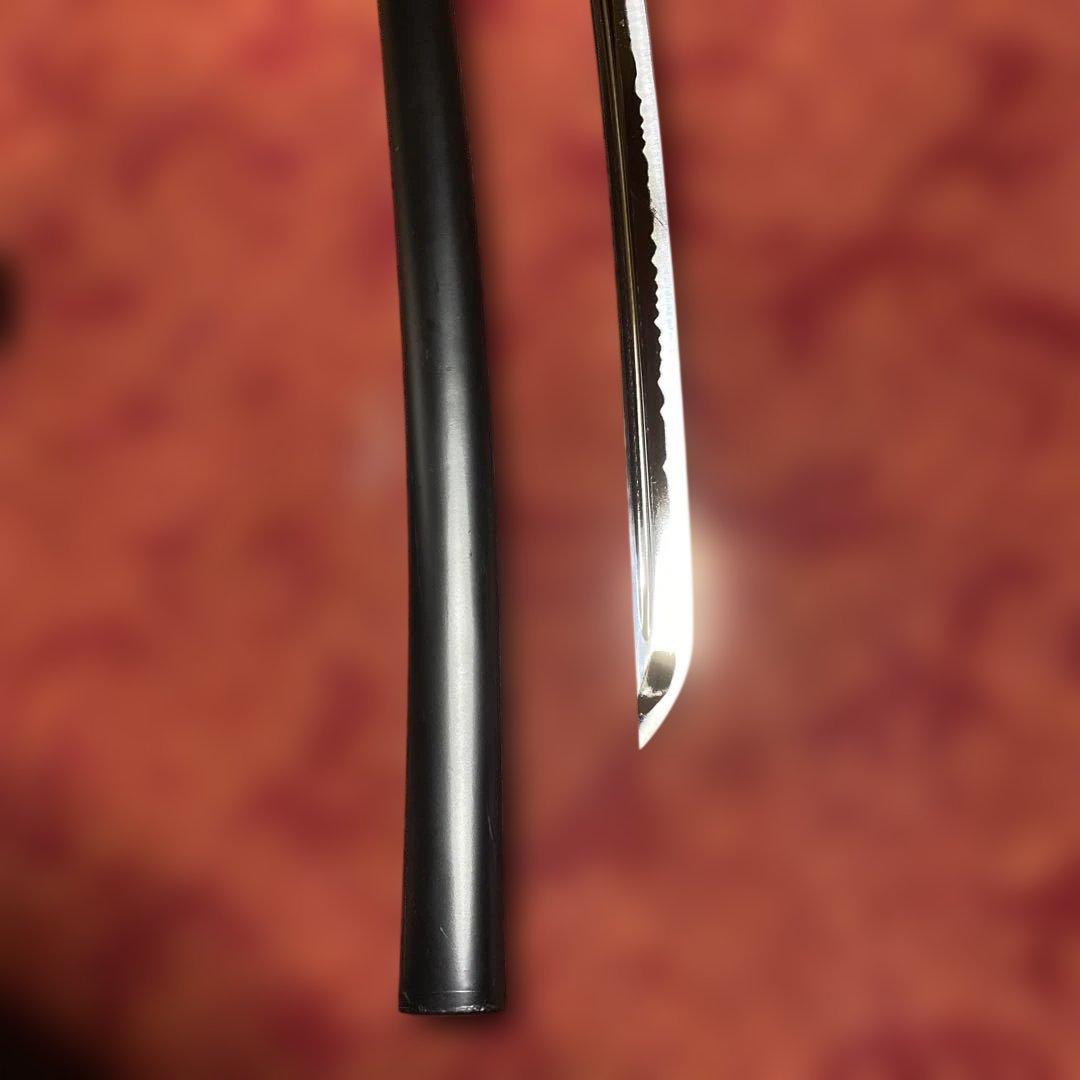 高級居合刀 黒柄 蓮根輪切透し丸鍔 黒呂鞘