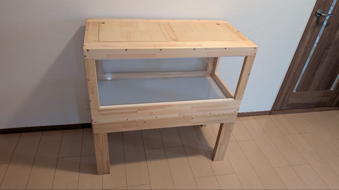 赤松集成材18ミリ幅90縦45奥行45全面アクリル板仕様木材オイル仕上げ！