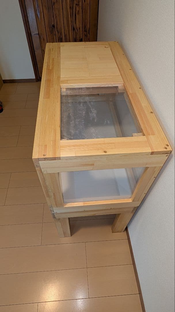 赤松集成材18ミリ幅90縦45奥行45全面アクリル板仕様木材オイル仕上げ！