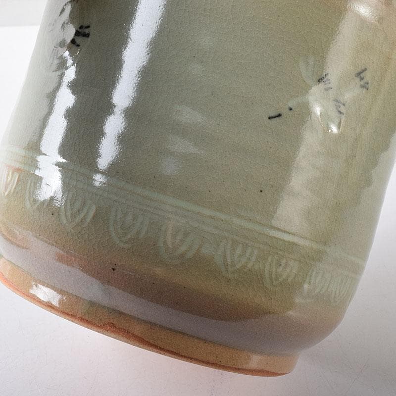 茶道具　中村与平作　青磁雲鶴　狂言袴　水指　時代箱　N　7745