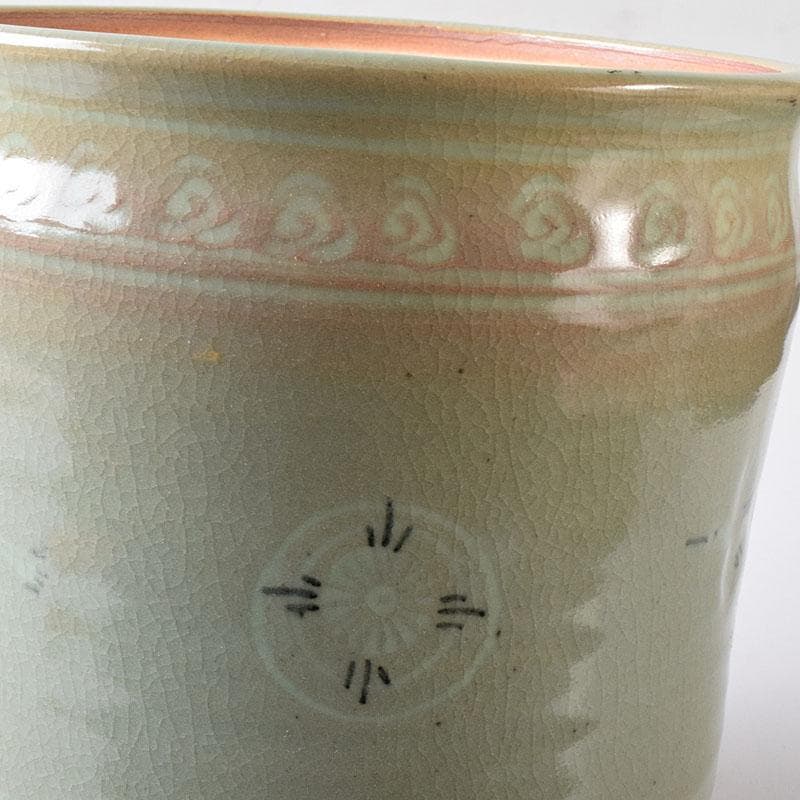 茶道具　中村与平作　青磁雲鶴　狂言袴　水指　時代箱　N　7745