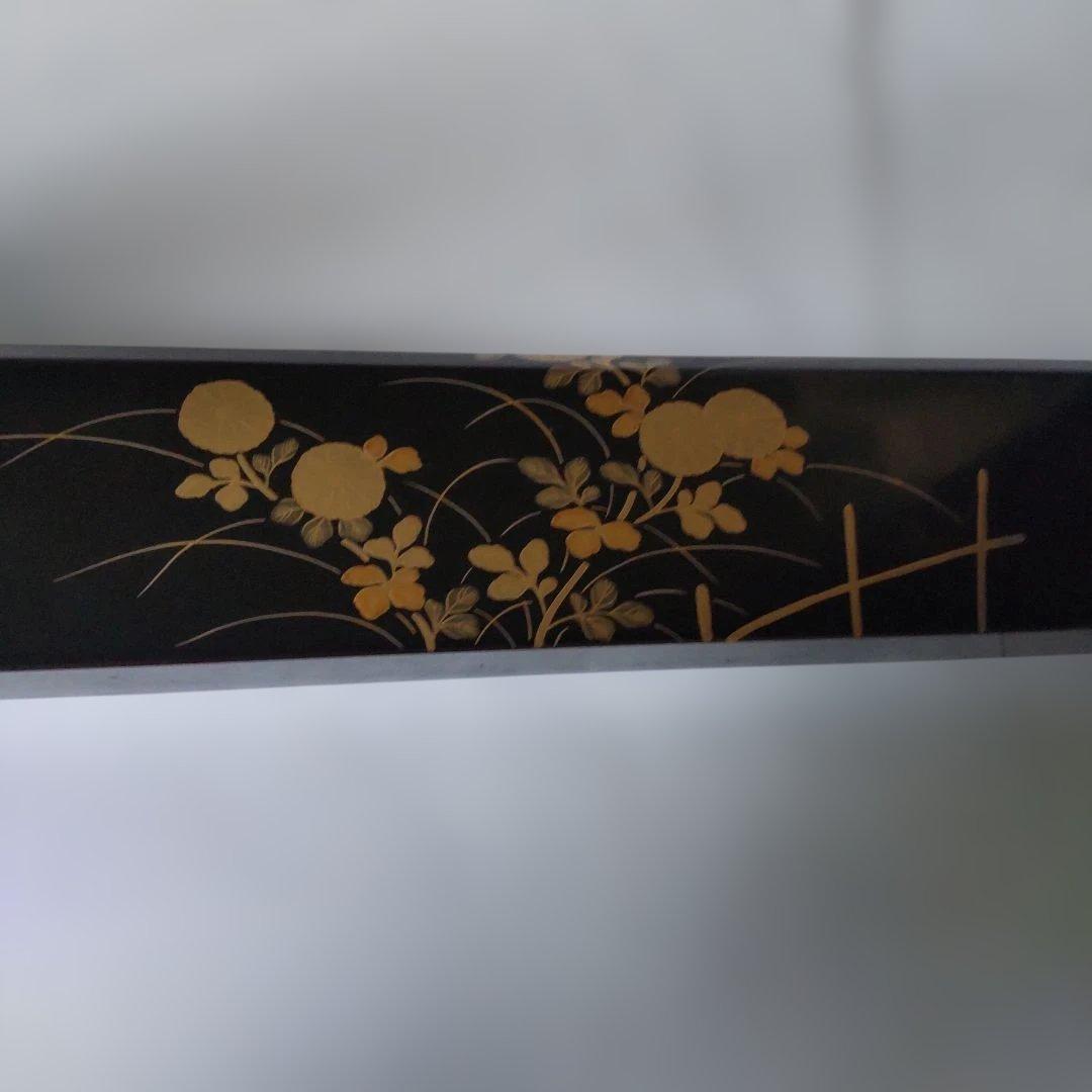 炉縁 塗師 林哲山 作『 四季草花蒔絵 』 四君子 金蒔絵 共箱 茶道具 美品