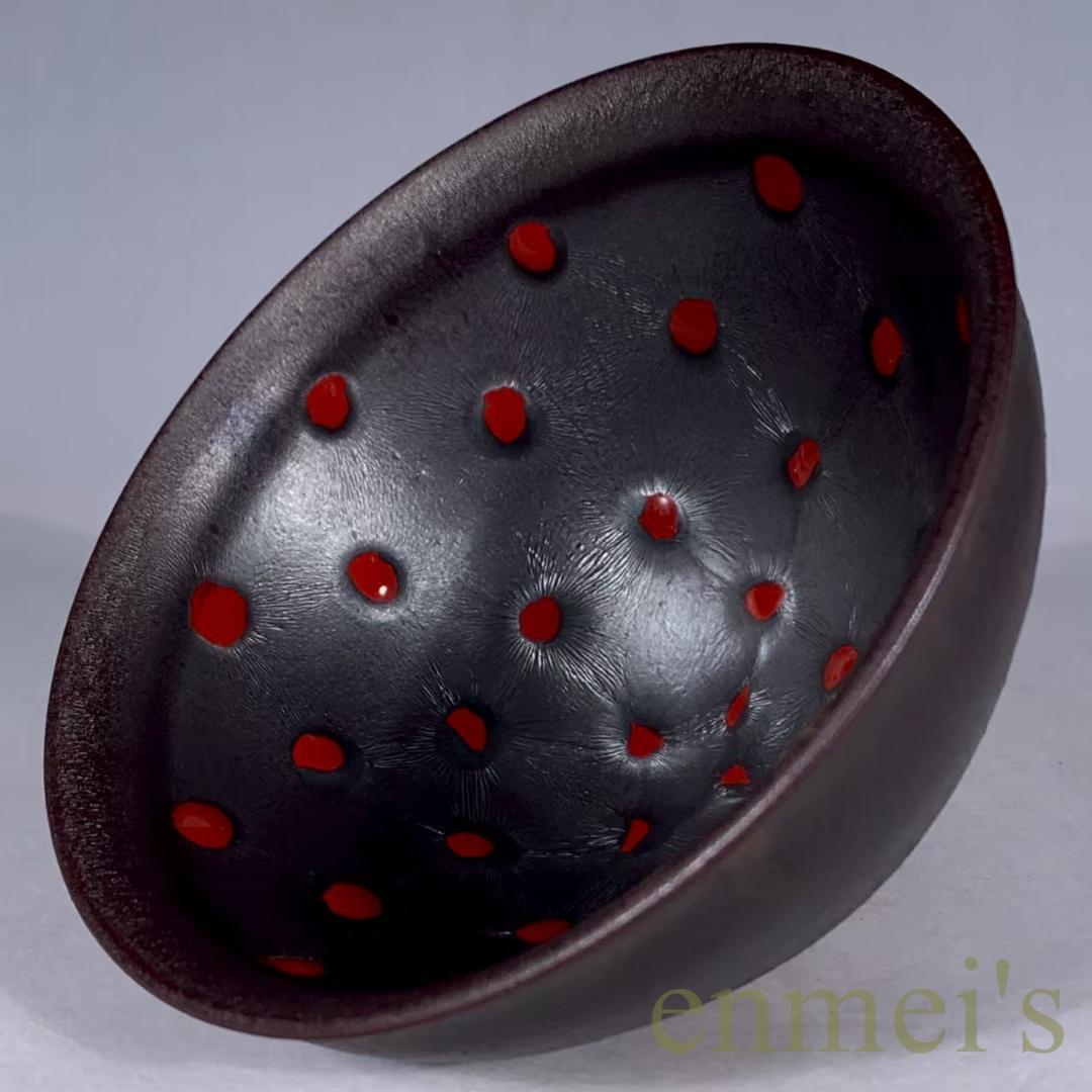 中国古美術・宋建窯風・烏金釉珍珠斑油滴天目茶碗・抹茶碗・茶道具・酒器・陶芸・古玩