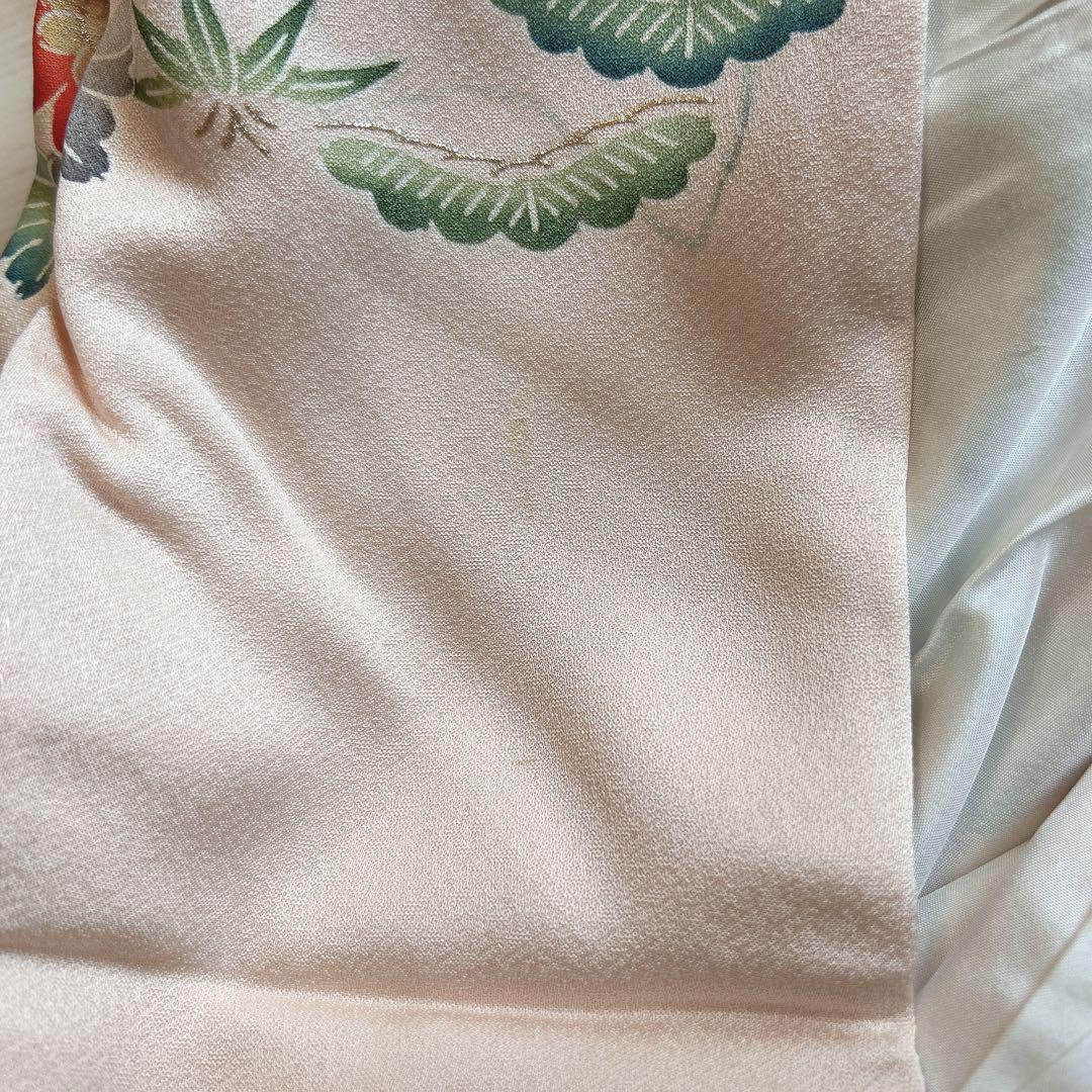 振袖フルセット　正絹　古典柄　難あり　ピンクベージュ　可愛い　m4