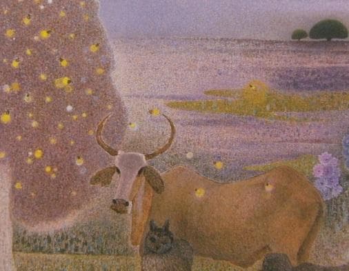 中村セツ子、【蛍の木】、希少な額装用画集より、新品額装付、状態良好