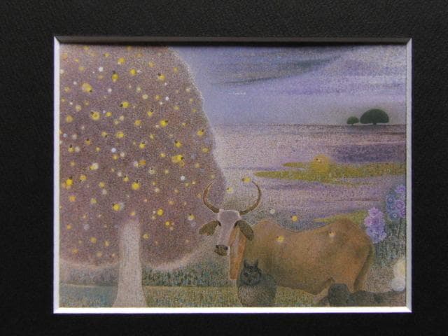 中村セツ子、【蛍の木】、希少な額装用画集より、新品額装付、状態良好