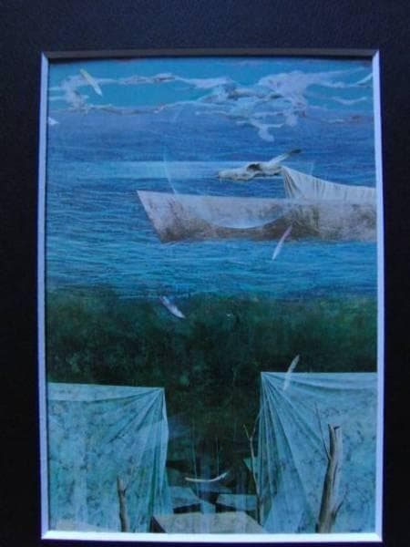 堀晃、海の話―行く方、希少画集画、新品高級額、額装付、状態良好