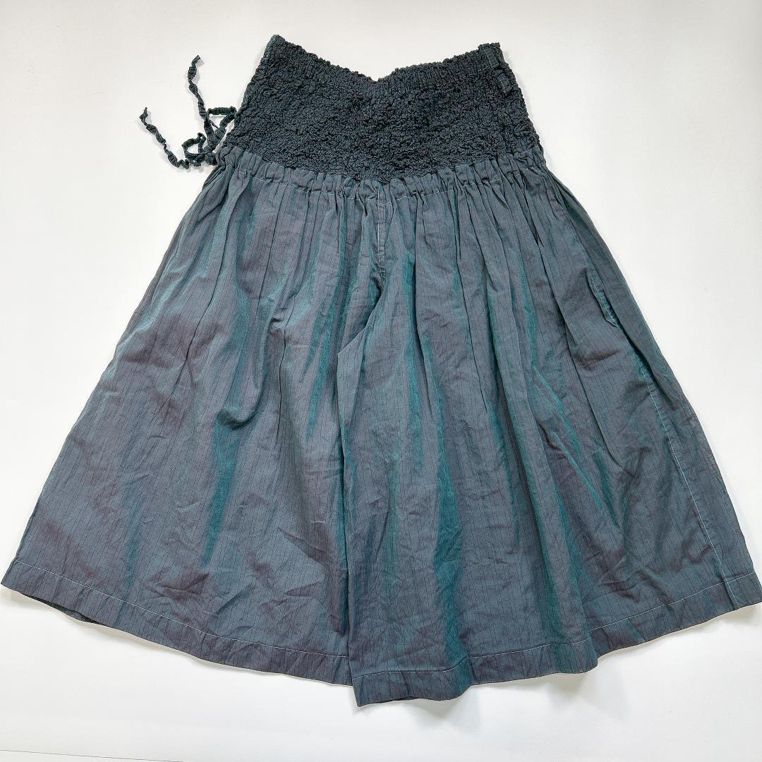 me ISSEY MIYAKE ガウチョパンツ 緑系 膝下 プリーツ加工 F