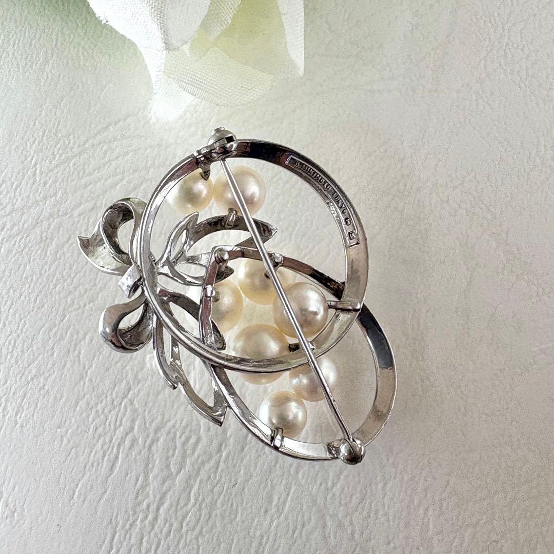 ⭐︎皇室御用達ブランド⭐︎ミキモト　シルバー　パール　ブローチ　花束デザイン