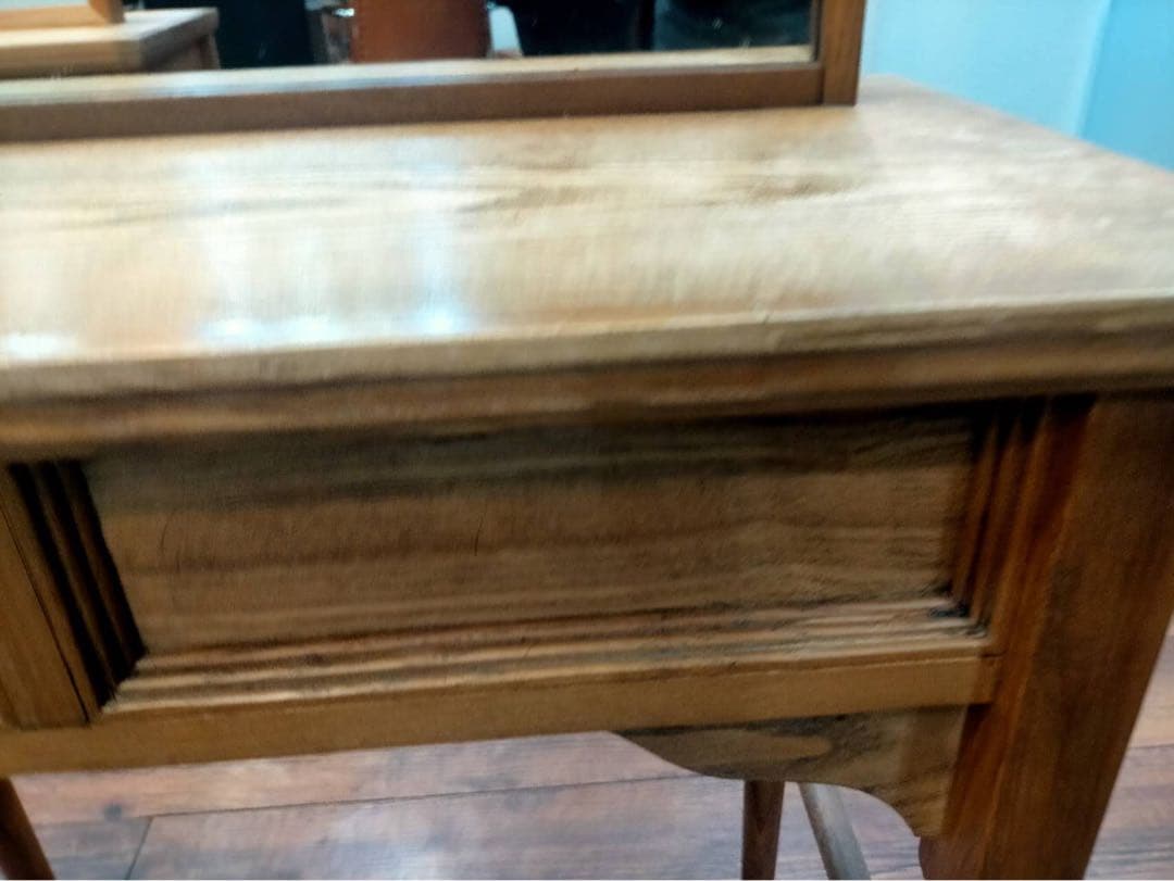 2台在庫　美容室　ヘアサロン　セット面　鏡付き ドライヤー収納可能　木製