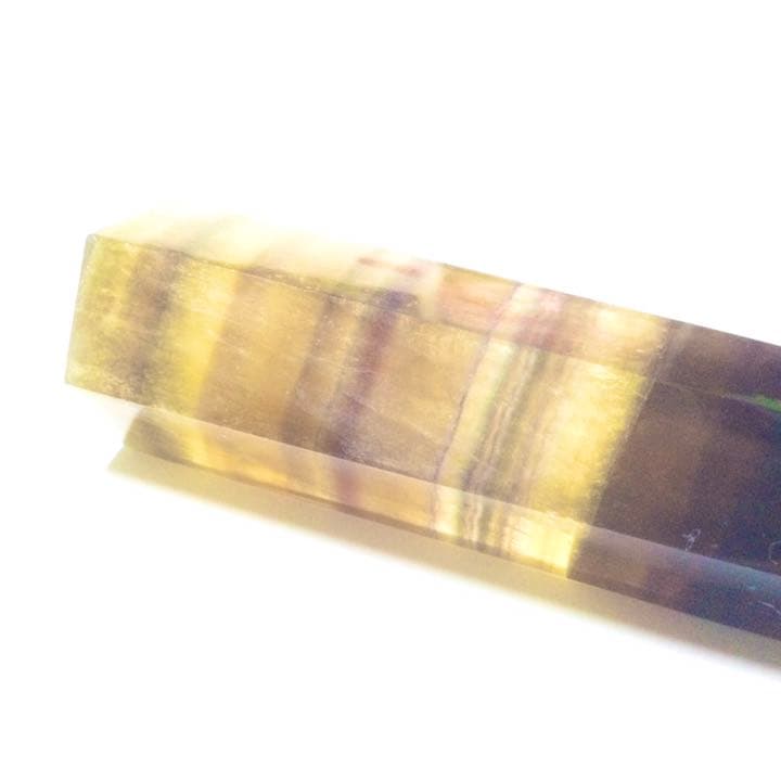 【ネガティヴ解消、受験のお守り】イエロー系バイカラー フローライト 六角柱