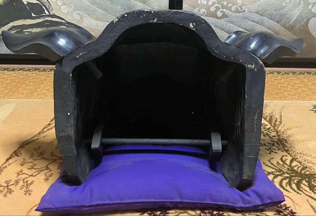 【木彫りの獅子頭】獅子舞　開閉式　縁起物　雌雄片方づつの出品　②