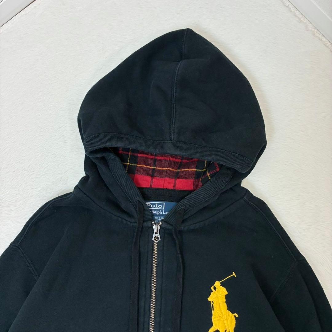 ポロバイラルフローレン　パーカー　ビックポニー　ブラック　チェック　メンズL