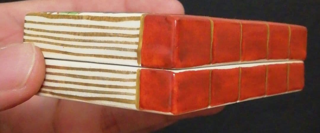 手塚桐鳳作　仁清写　和本　草花図　香合　共箱　共布　茶道具