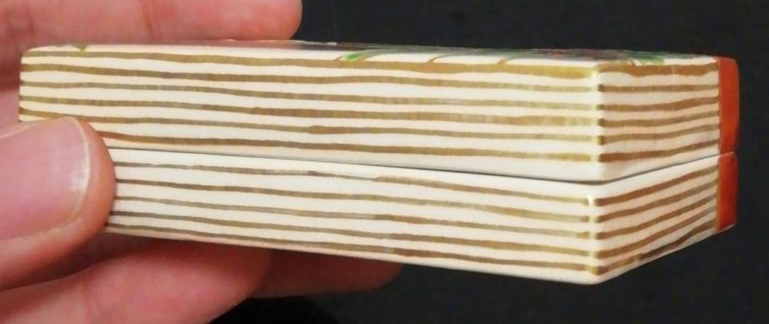 手塚桐鳳作　仁清写　和本　草花図　香合　共箱　共布　茶道具