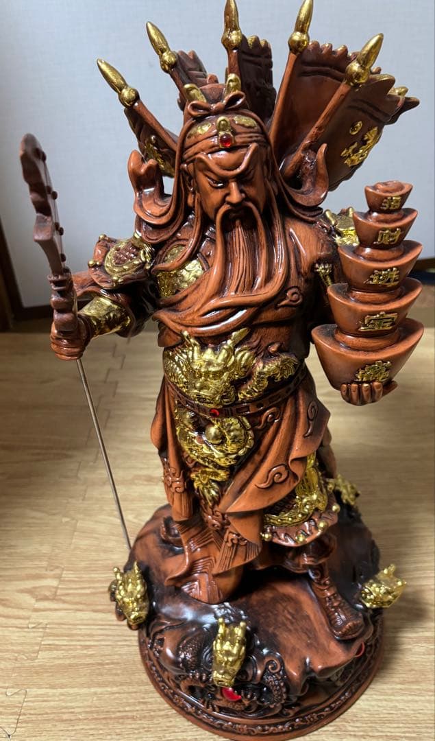 陶器製神像 茶色と金色 約30cm