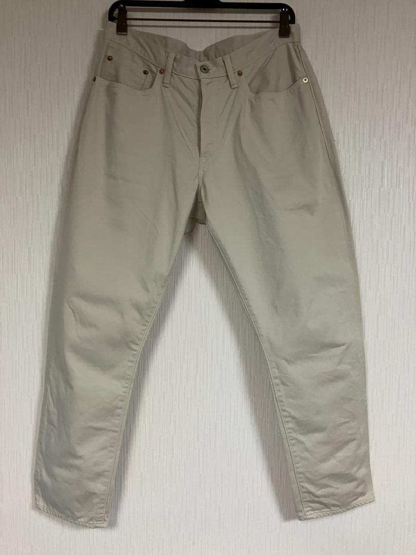 未使用級 sanca テーパード ベージュ デニム チノ L サンカ 日本製