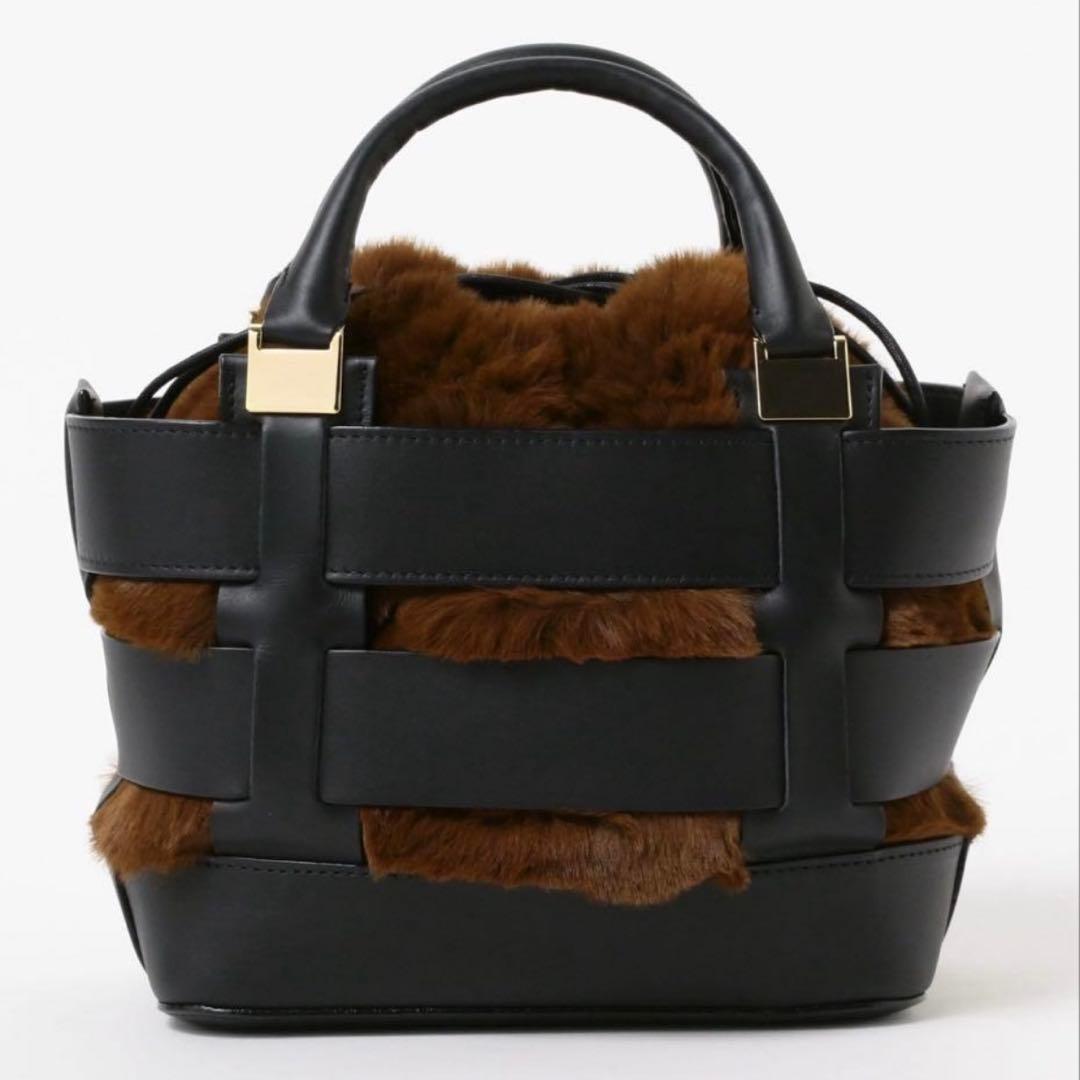 VIOLAd’ORO / レザー × エコファー メッシュハンドバッグ