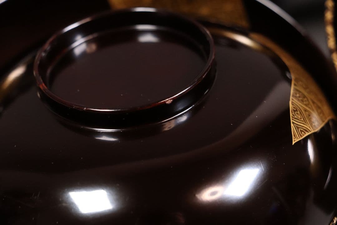 天然木漆塗 小紋伝統柄 蒔絵椀 五客 木箱入 黒塗 木製漆器 汁椀【CL65】