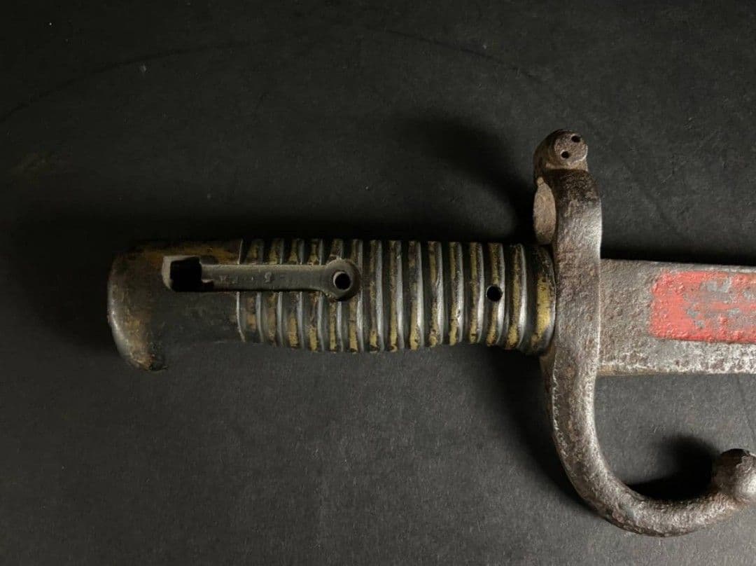 【幕末〜明治】ヤタガン式銃剣 帝国陸軍 軍刀（模造刃朱塗り）革鞘軍刀拵【当時物】