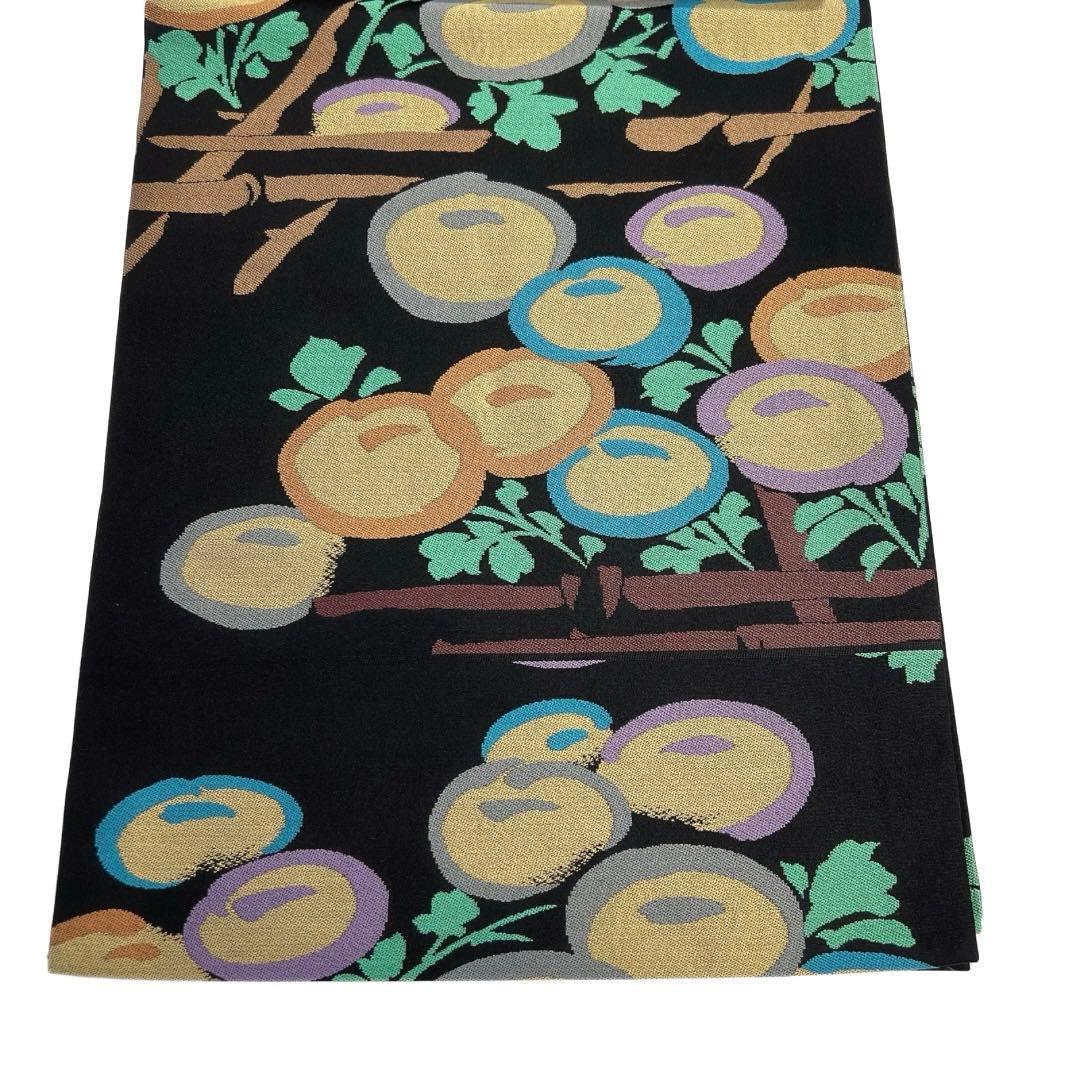 白綾苑大庭　開き名古屋　饅頭菊　垣　黒地　着物　103a d