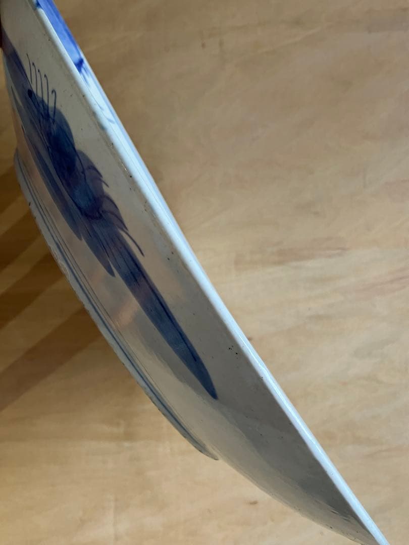 白地手描大皿 植物柄