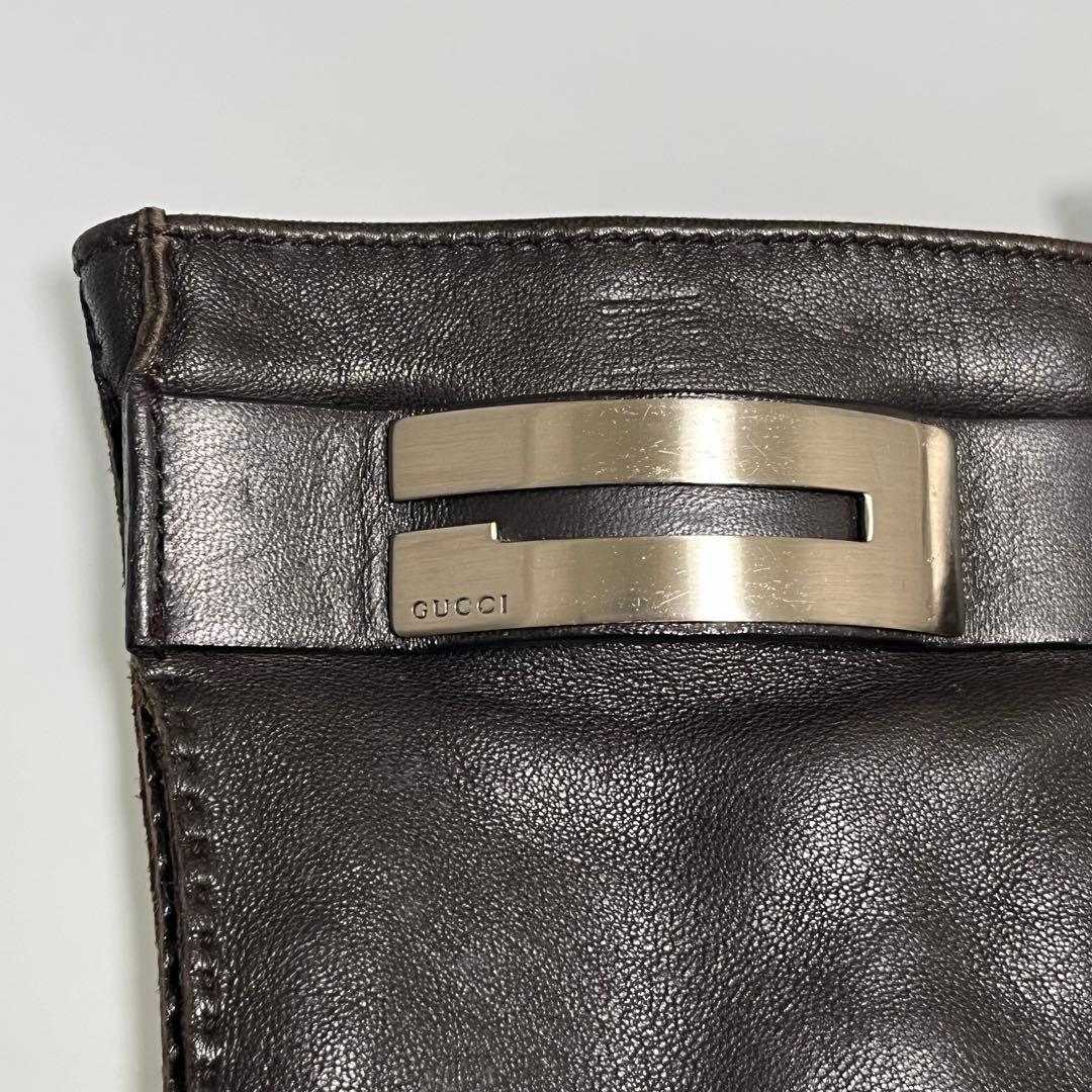 GUCCI グッチ　手袋　レザー　カシミヤ　イタリア製