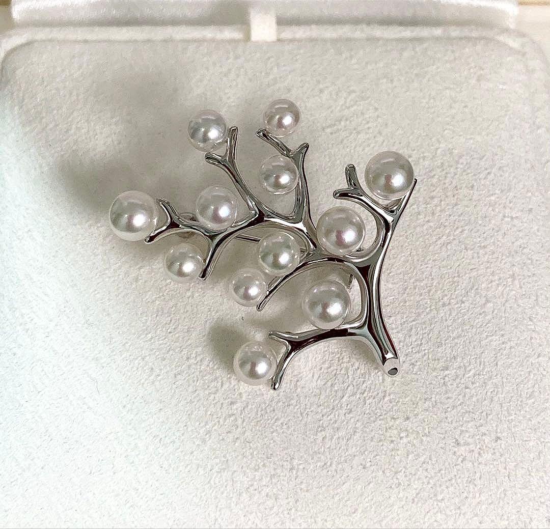 【新品未使用品・幸福の木】ミキモト パール ベビーパール ブローチ 付属品一式